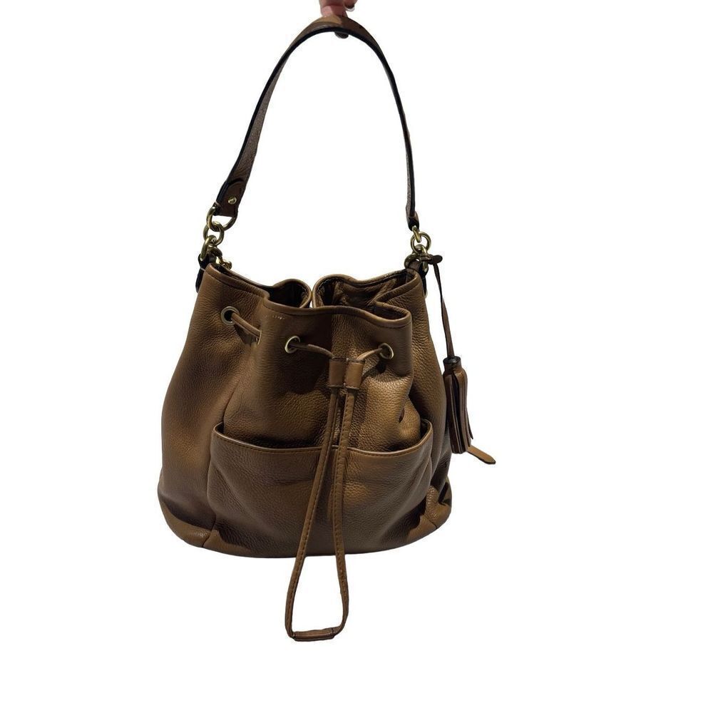 Coach Womens Casual Toggle  Closure Bucket Crossbody Bag Brown